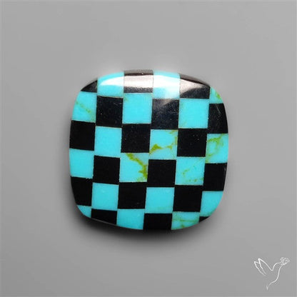 Kingman Turquoise Checker Inlay Black Onyx