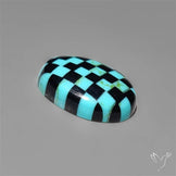 Kingman Turquoise Checker Inlay Black Onyx