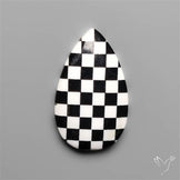 Black Marquina Checkerboard Inlay Cabochon