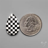Black Marquina Checkerboard Inlay Cabochon