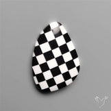 Black Marquina Checkerboard Inlay Cabochon