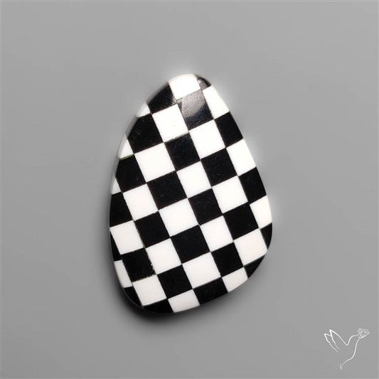 Black Marquina Checkerboard Inlay Cabochon