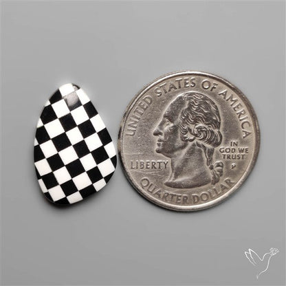 Black Marquina Checkerboard Inlay Cabochon