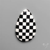 Black Marquina Checkerboard Inlay Cabochon