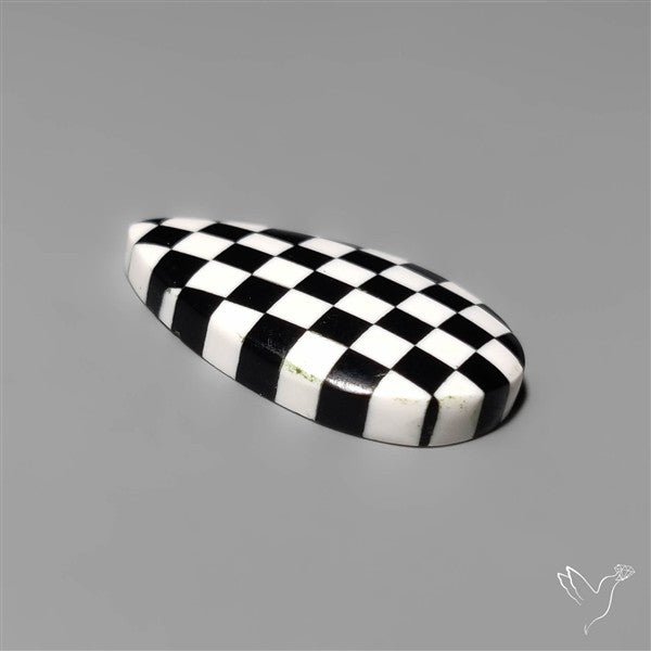 Black Marquina Checkerboard Inlay Cabochon