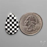 Black Marquina Checkerboard Inlay Cabochon