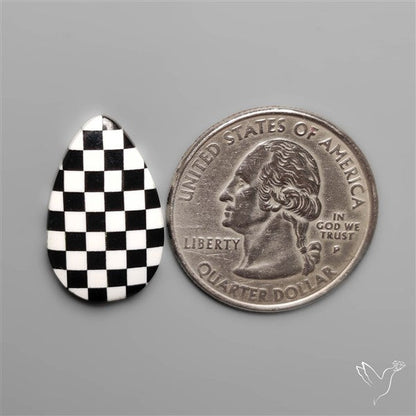 Black Marquina Checkerboard Inlay Cabochon