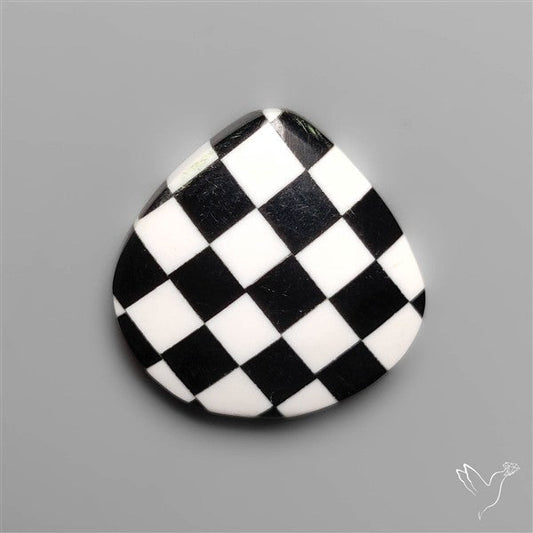 Black Marquina Checkerboard Inlay Cabochon