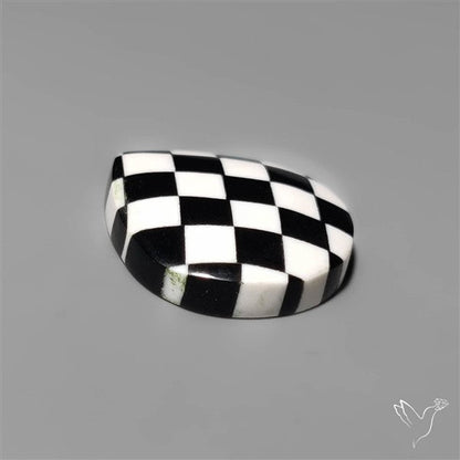 Black Marquina Checkerboard Inlay Cabochon