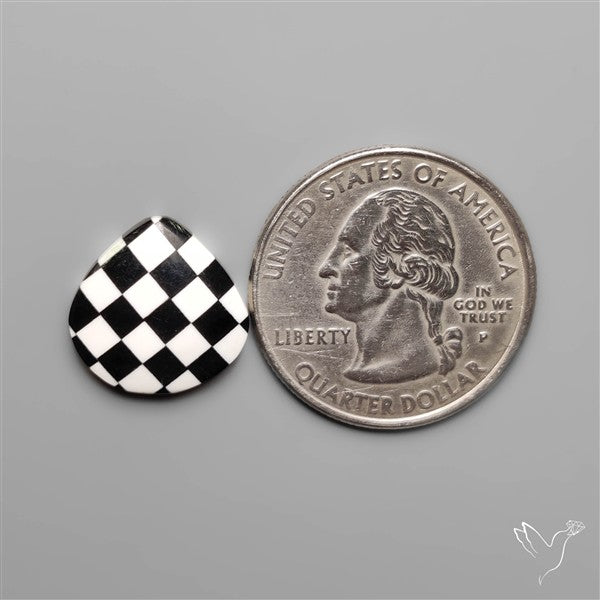 Black Marquina Checkerboard Inlay Cabochon