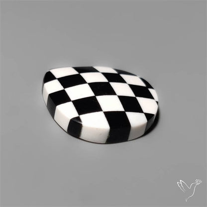 Black Marquina Checkerboard Inlay Cabochon