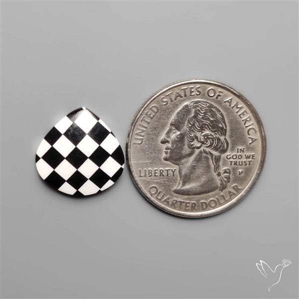 Black Marquina Checkerboard Inlay Cabochon