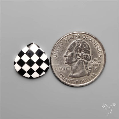 Black Marquina Checkerboard Inlay Cabochon