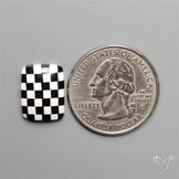 Black Marquina Checkerboard Inlay Cabochon