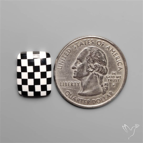 Black Marquina Checkerboard Inlay Cabochon