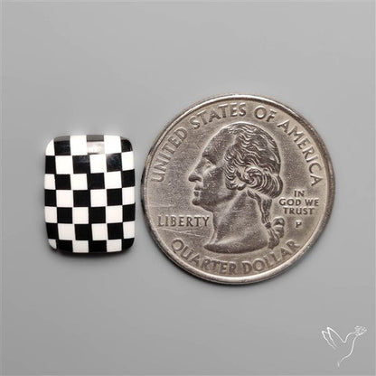 Black Marquina Checkerboard Inlay Cabochon