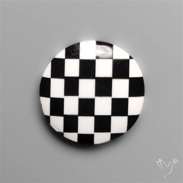 Black Marquina Checkerboard Inlay Cabochon