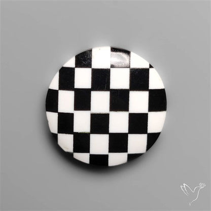 Black Marquina Checkerboard Inlay Cabochon