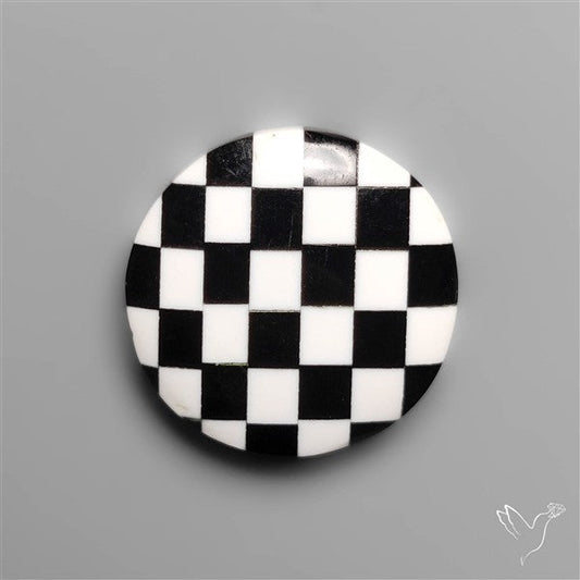 Black Marquina Checkerboard Inlay Cabochon