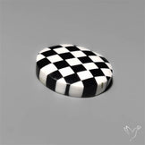 Black Marquina Checkerboard Inlay Cabochon