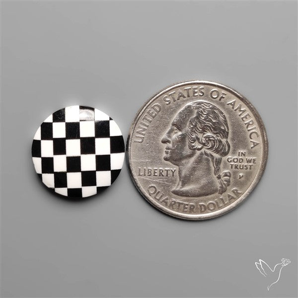 Black Marquina Checkerboard Inlay Cabochon
