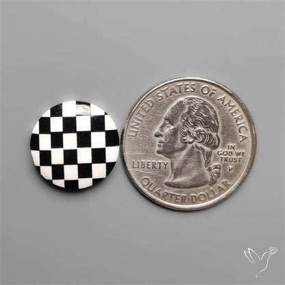 Black Marquina Checkerboard Inlay Cabochon