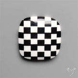 Black Marquina Checkerboard Inlay Cabochon