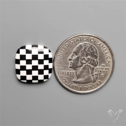 Black Marquina Checkerboard Inlay Cabochon
