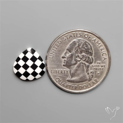Black Marquina Checkerboard Inlay Cabochon