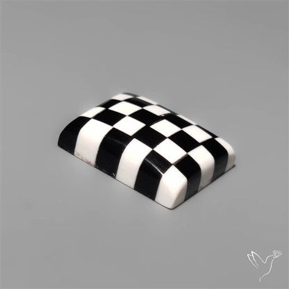 Black Marquina Checkerboard Inlay Cabochon