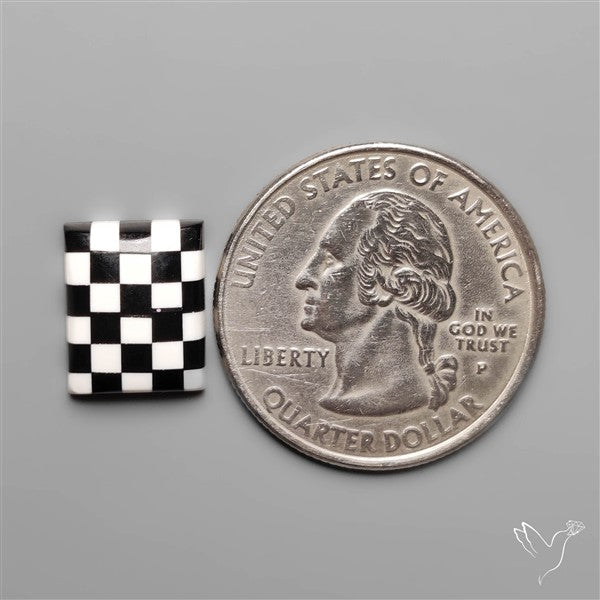 Black Marquina Checkerboard Inlay Cabochon