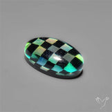 Aurora Opal & Black Onyx In Checkerboard Inlay Doublet
