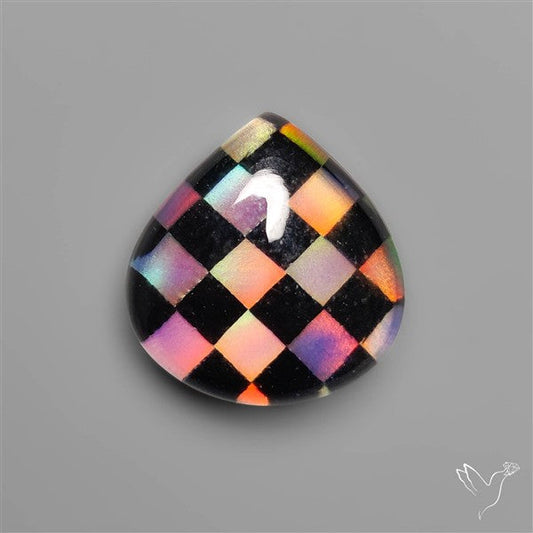 Aurora Opal & Black Onyx In Checkerboard Inlay Doublet