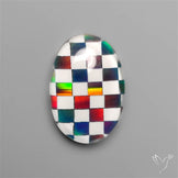 Aurora Opal & White Agate In Checkerboard Inlay Doublet
