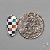 Aurora Opal & White Agate In Checkerboard Inlay Doublet