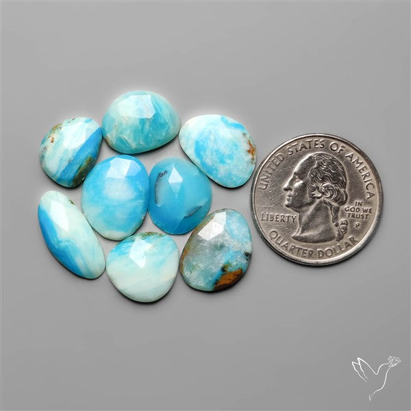 Rose Cut Peruvian Blue Opals Lot