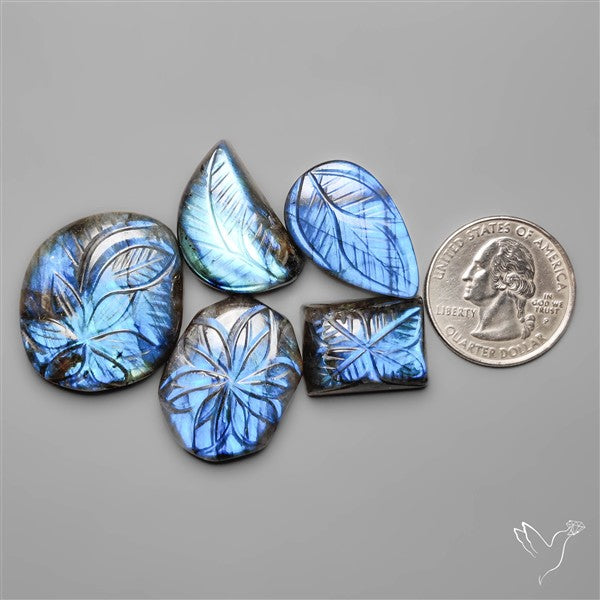Blue Labradorite Carvings Lot