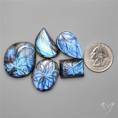 Blue Labradorite Carvings Lot