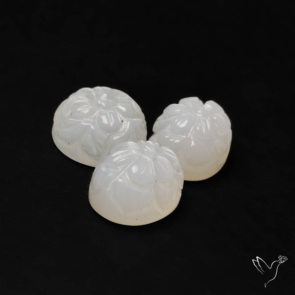 White Moonstone Mughal Carvings Lot