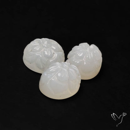White Moonstone Mughal Carvings Lot