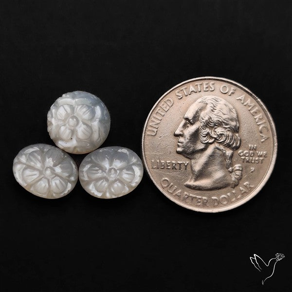 White Moonstone Mughal Carvings Lot