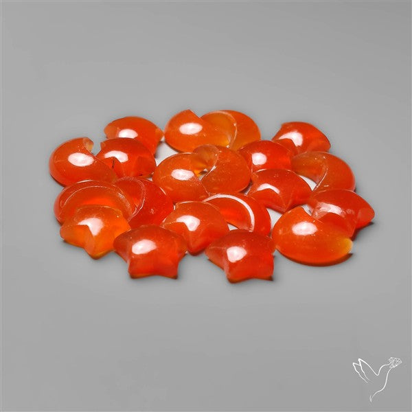 Carnelian Agate Star & Moon Crescent Carvings Lot