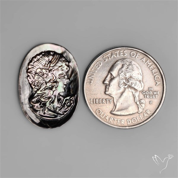 Black Mother Of Pearl Woman Cameo Victorian Carving