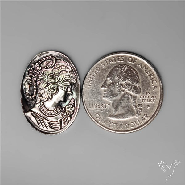 Black Mother Of Pearl Woman Cameo Victorian Carving