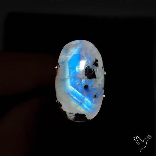 Rainbow Moonstone With Black Tourmaline Inclusions