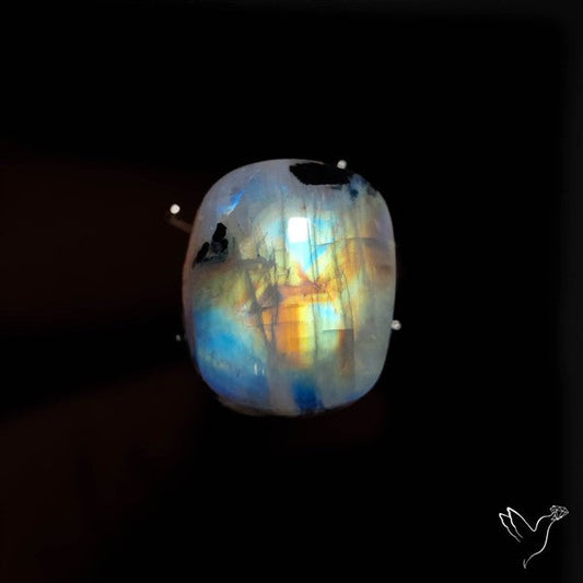 Rainbow Moonstone With Black Tourmaline Inclusions