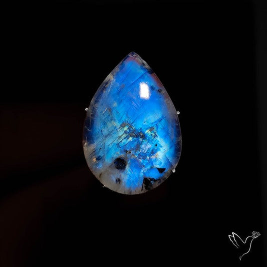 Rainbow Moonstone With Black Tourmaline Inclusions