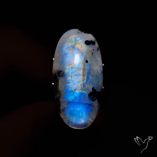 Rainbow Moonstone With Black Tourmaline Inclusions