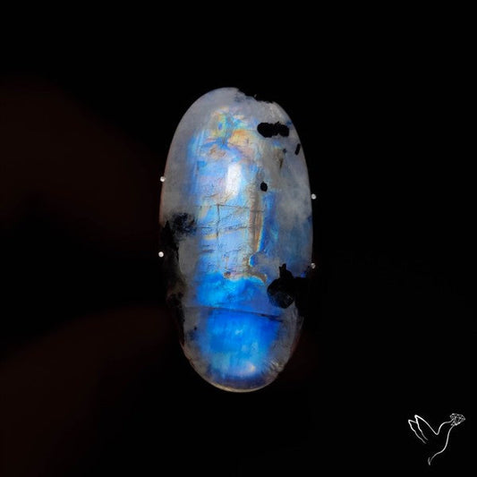 Rainbow Moonstone With Black Tourmaline Inclusions