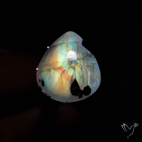 Rainbow Moonstone With Black Tourmaline Inclusions